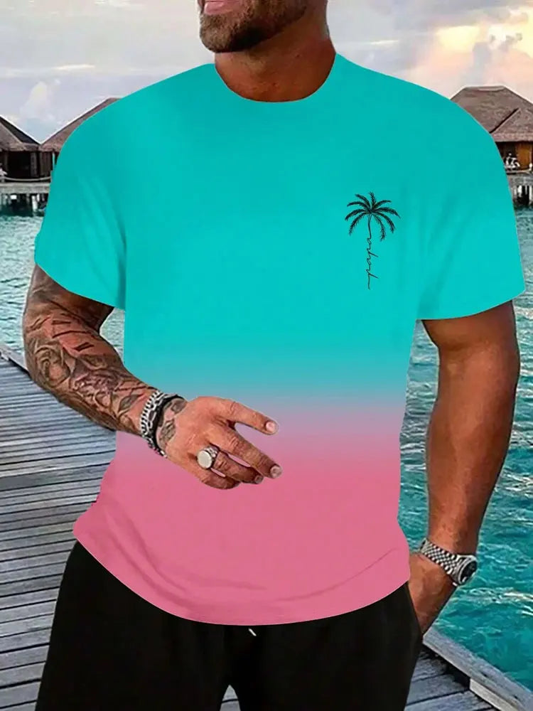 Men's Hawaiian 3D Print Beach T-Shirt