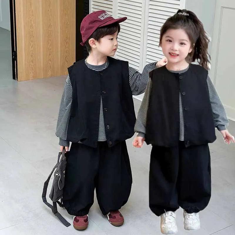 Kids' Striped Vest & Trousers 3-Piece Set