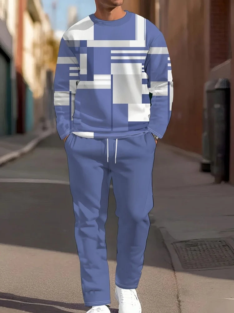Men's Gradient Print Long-Sleeve & Pants Set