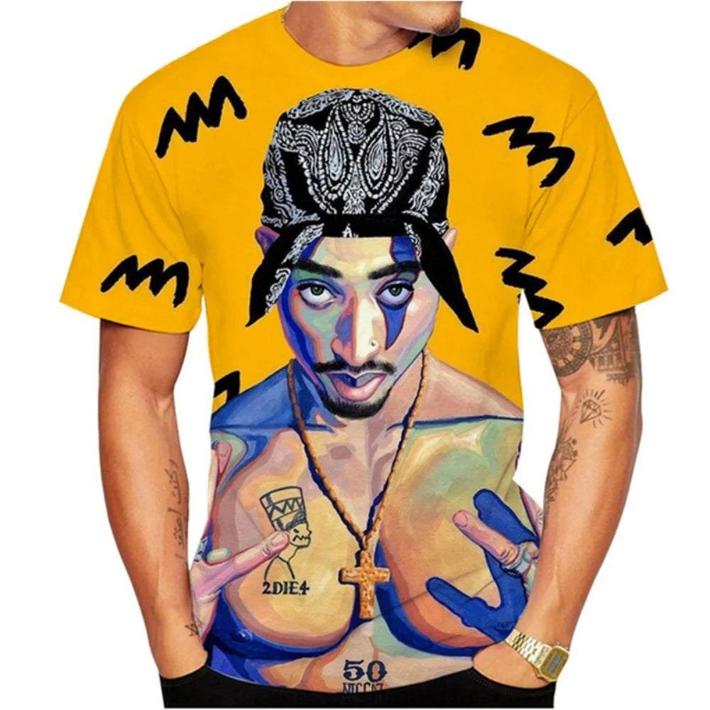 Men's 2Pac Hip-Hop Graphic T-Shirt