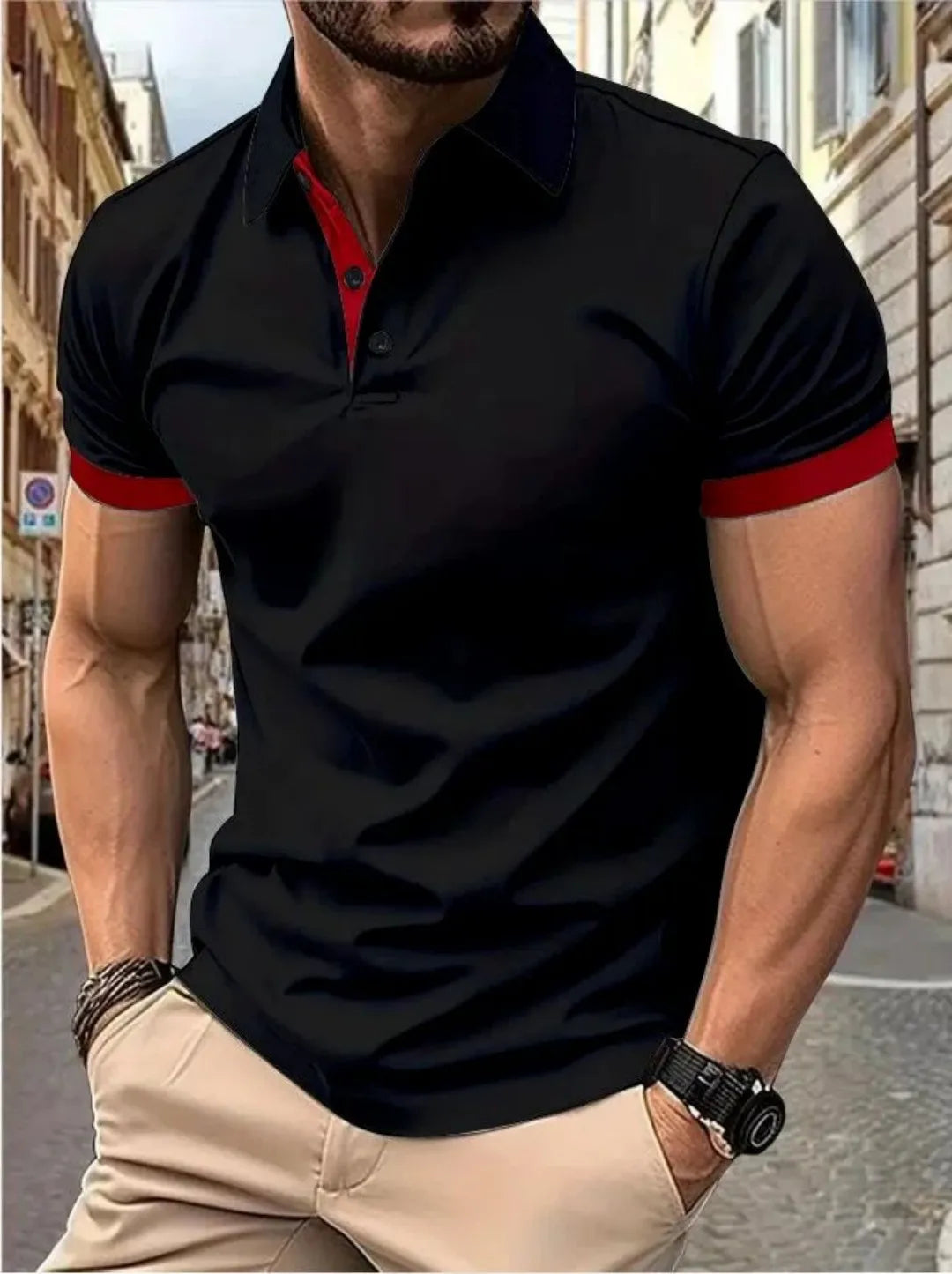 Men's 3D Pattern Print Polo Shirt