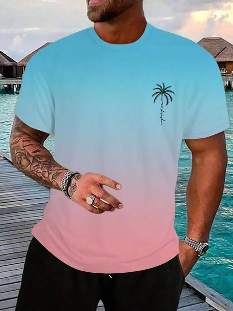 Men's Hawaiian 3D Print Beach T-Shirt