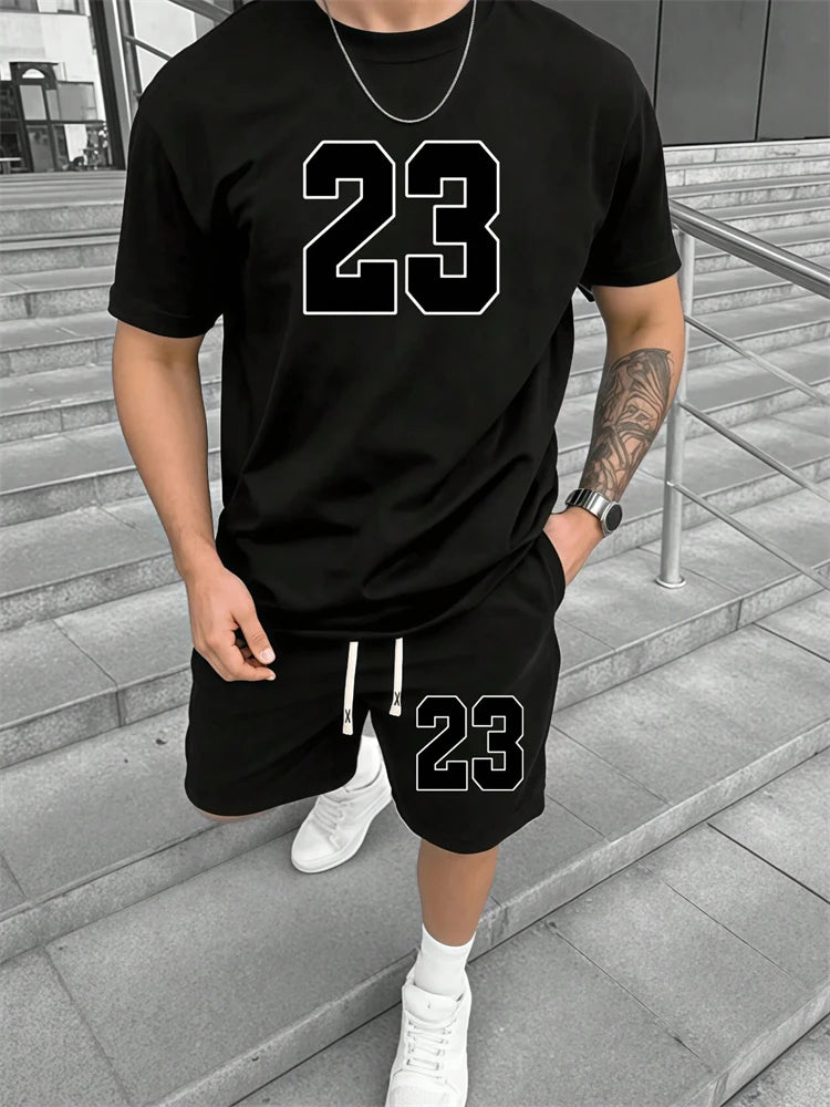 Men's Round-Neck T-Shirt & Athletic Shorts Set