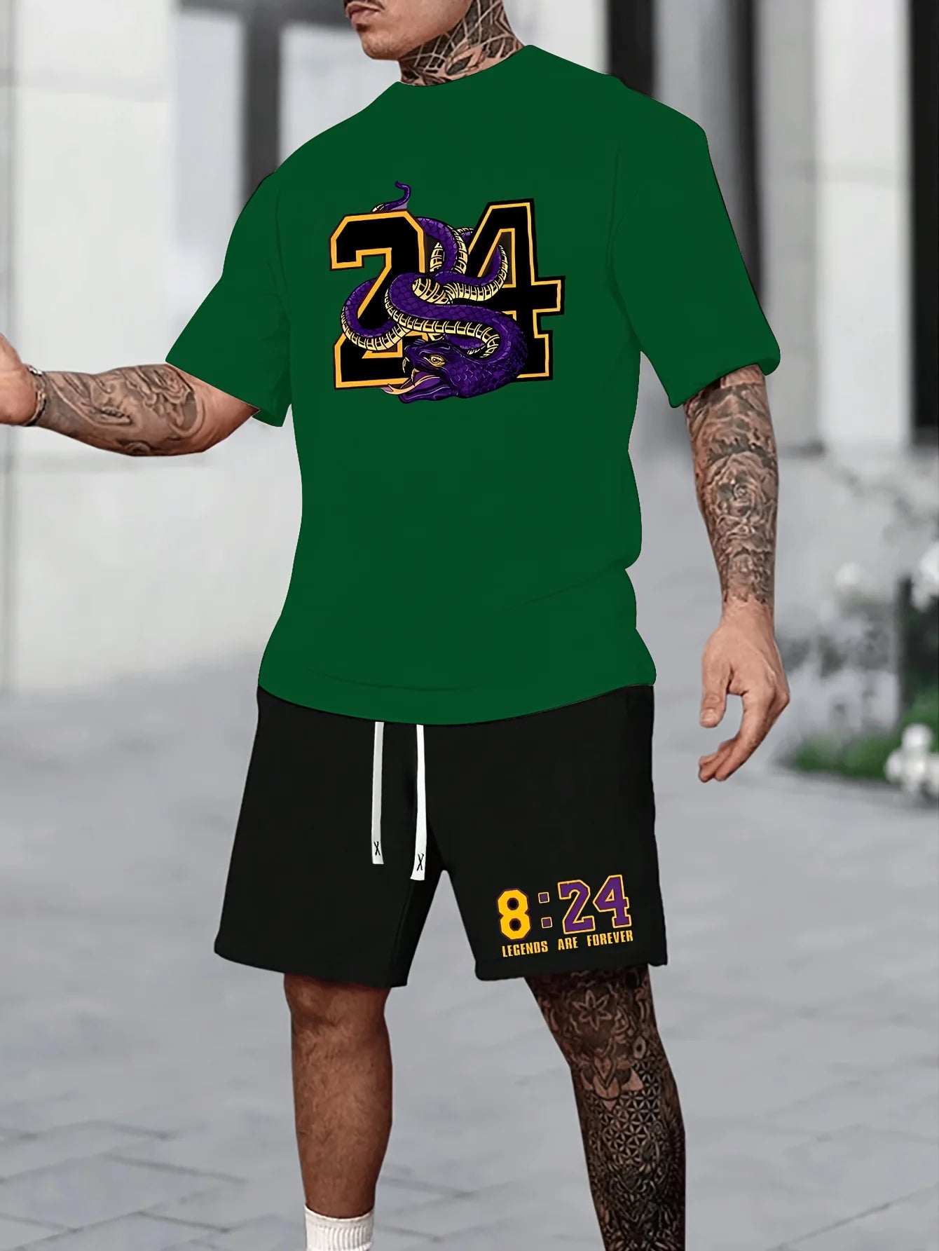 Men's Chicago Print T-Shirt & Shorts Set