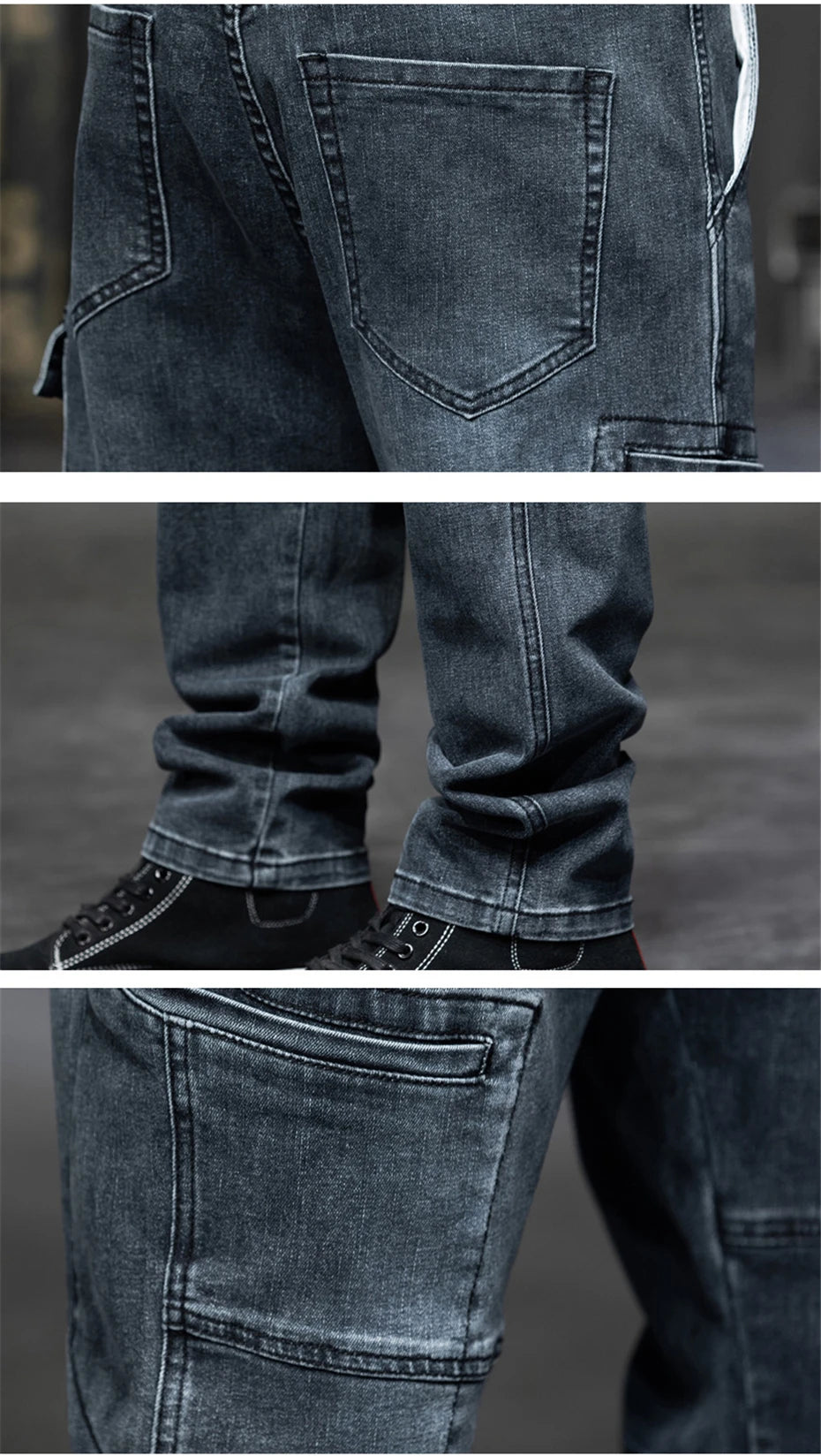 Men's Plus Size Cargo Baggy Denim Jeans