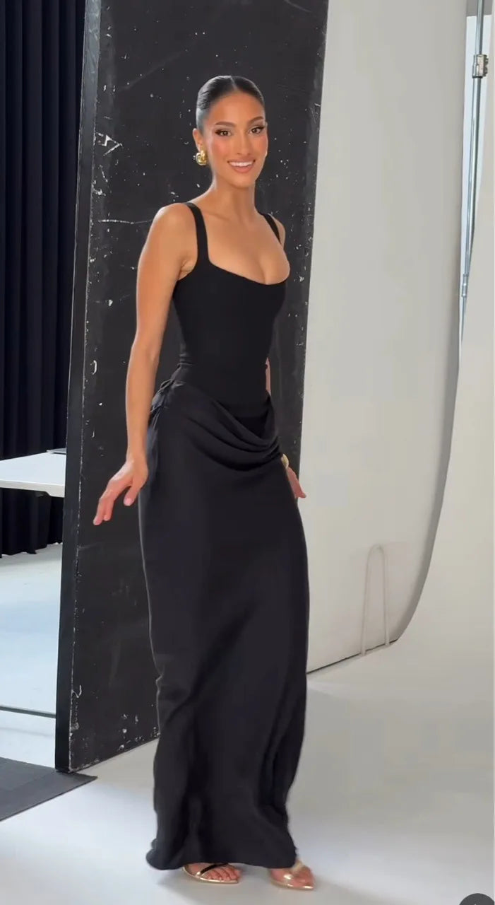 Women's Lace-Up Slim Maxi Formal Dress