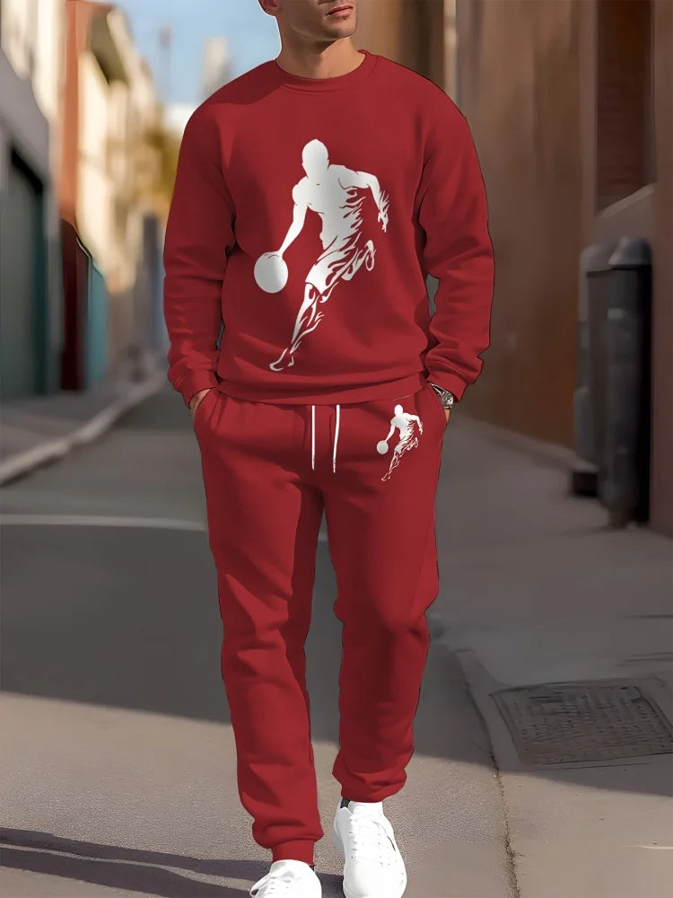 Men's Gradient Print Long-Sleeve & Pants Set