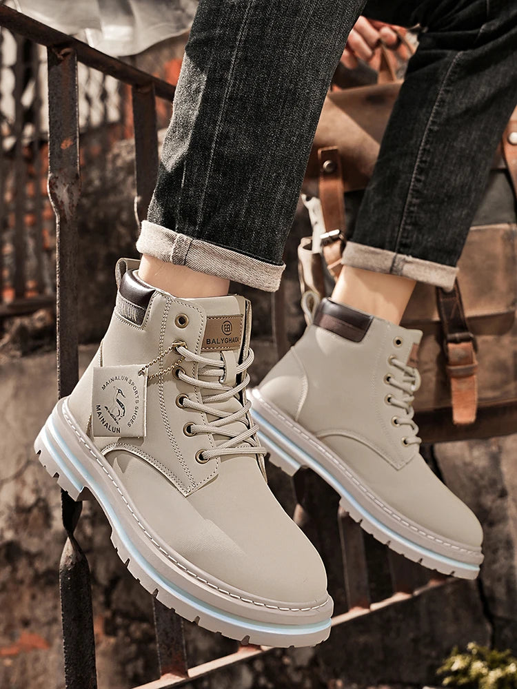 Mid-Calf Heavy-Duty Lace-Up Ankle Boots