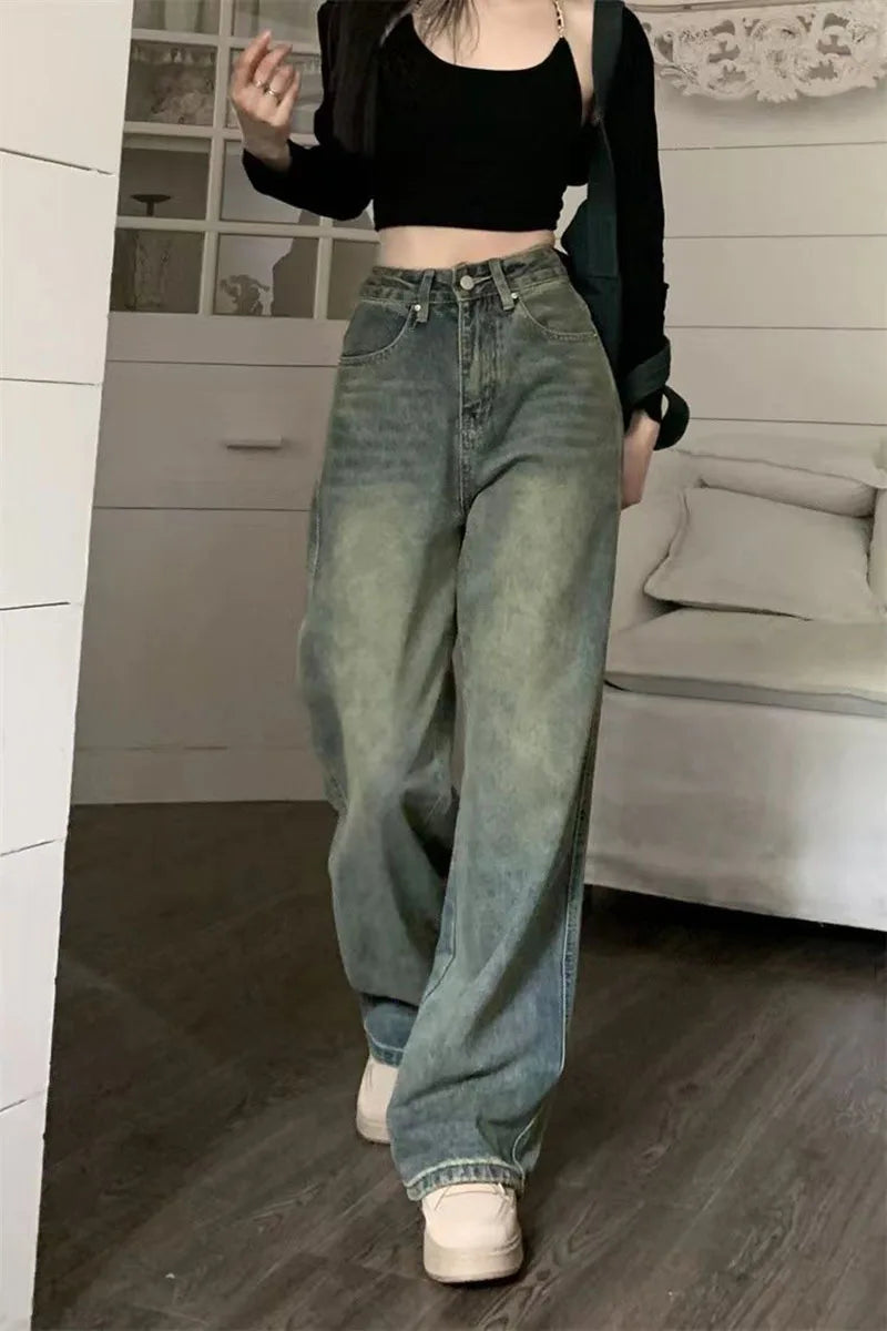 Women's Y2K High-Waist Baggy Wide-Leg Jeans