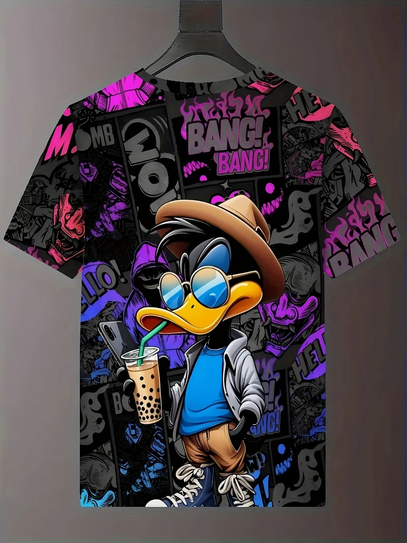Unisex Cartoon Duck Hip-Hop Print T-Shirt