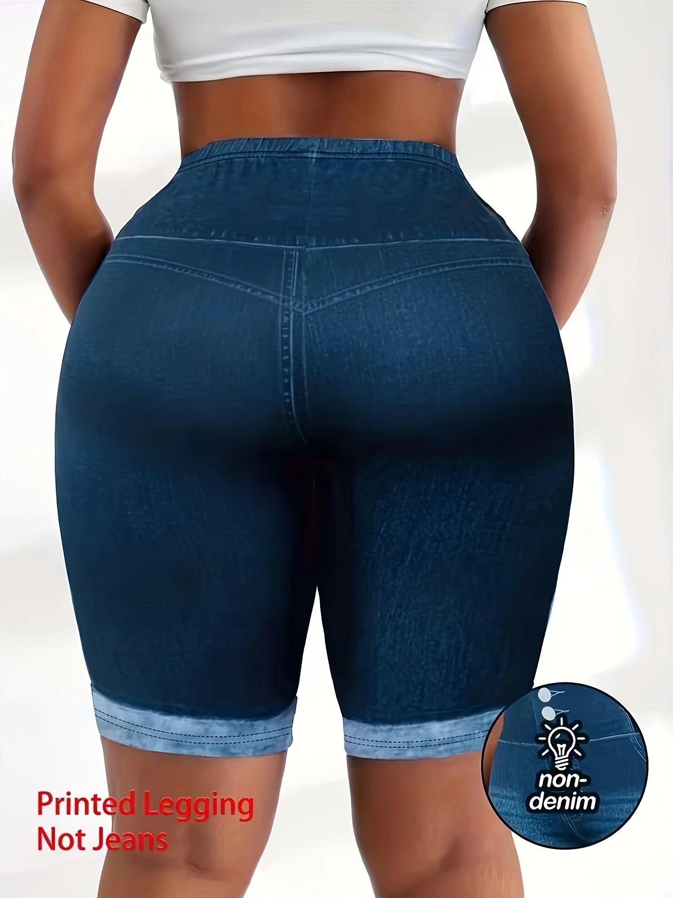 Women's Plus Size Faux Denim Biker Shorts