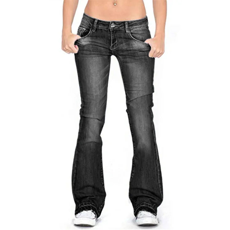 Women's Low-Rise Bell Bottom Flare Jeans