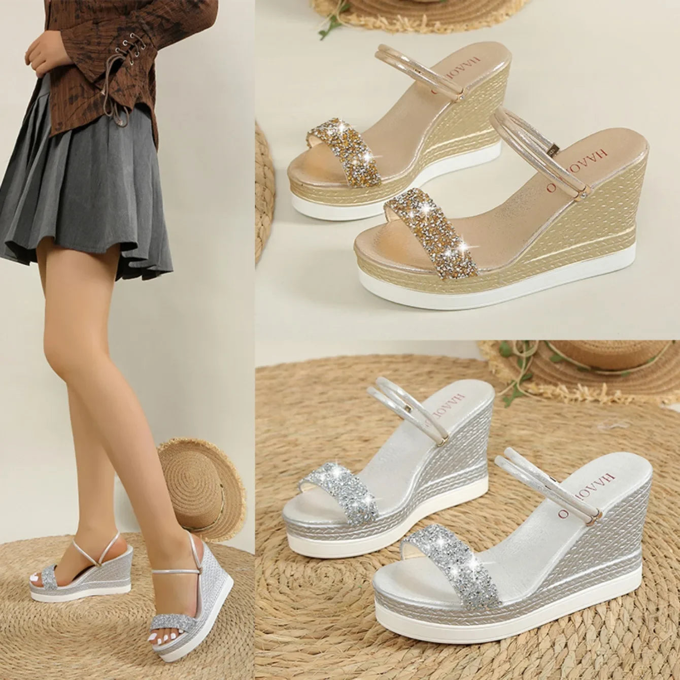 Women's Wedge Platform Slip-On Sandals