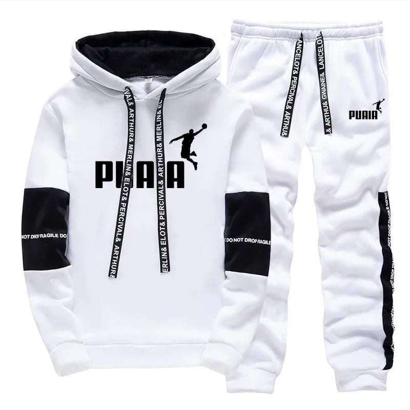 DOUSE Men's Printed Tracksuit Set – Casual Jogger Hoodie & Sweatpants