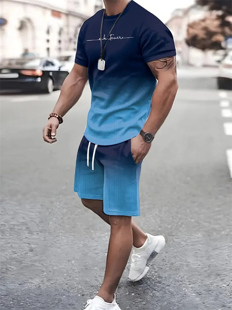 Men's 3D Print Oversized T-Shirt & Shorts Set