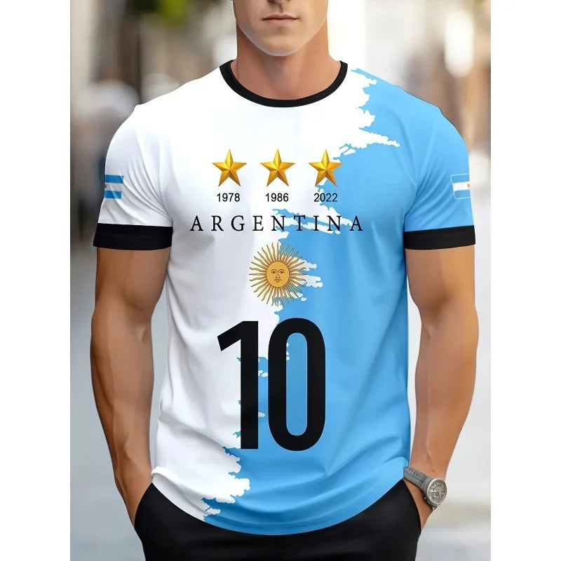 Argentina Flag 3D Print Graphic T-Shirt