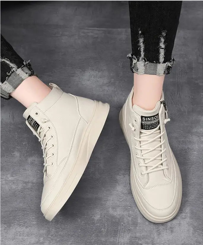 Men's Zip-Up High-Top Leather Ankle Boots