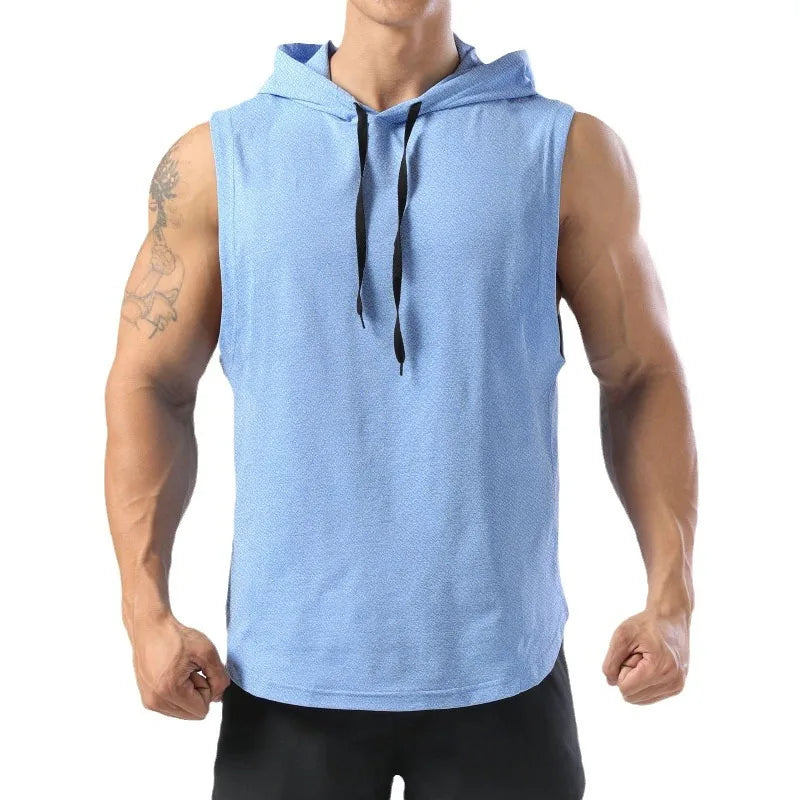 Men's Sleeveless Hooded Gym Vest