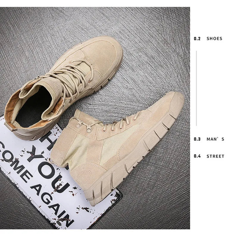 Men's Flat Sole Lace-Up Ankle Boots