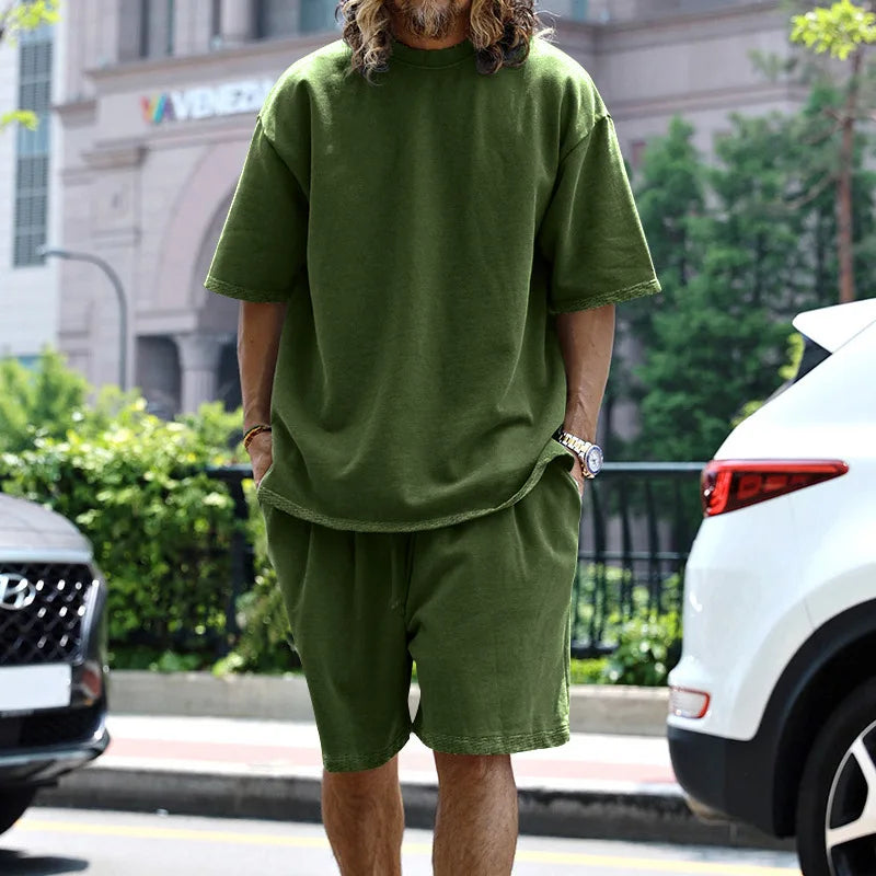 Men's Oversized Casual Sports T-Shirt & Shorts Set