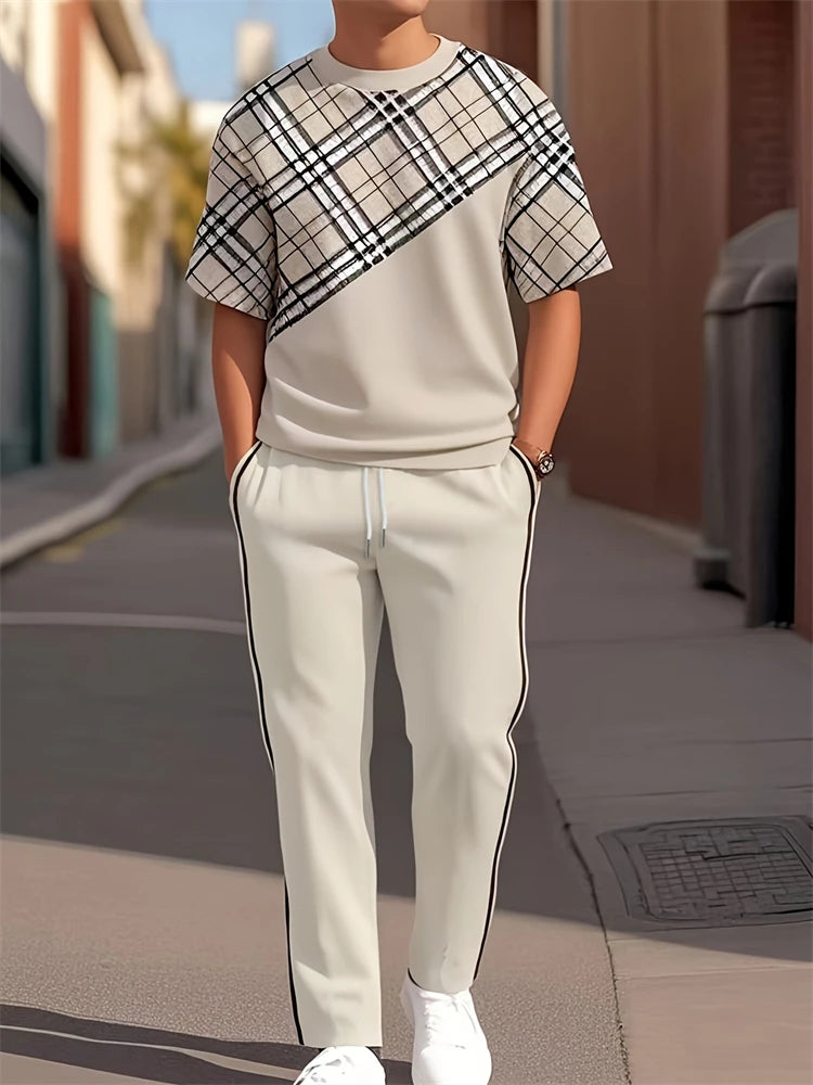 Men's 3D Navy Anchor Print Shirt & Pants Set