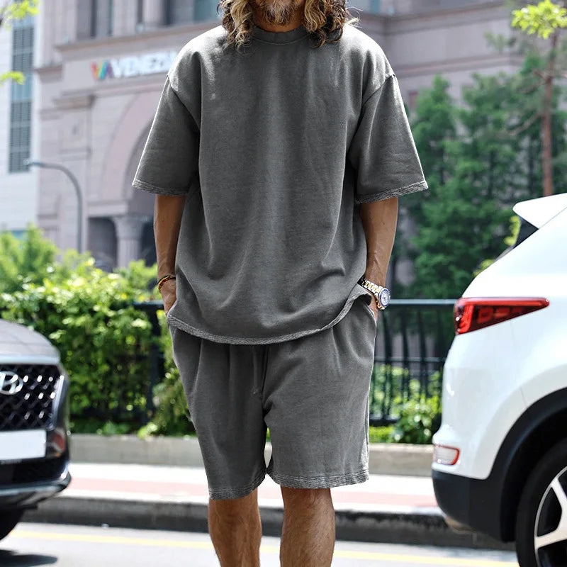Men's Oversized Casual Sports T-Shirt & Shorts Set