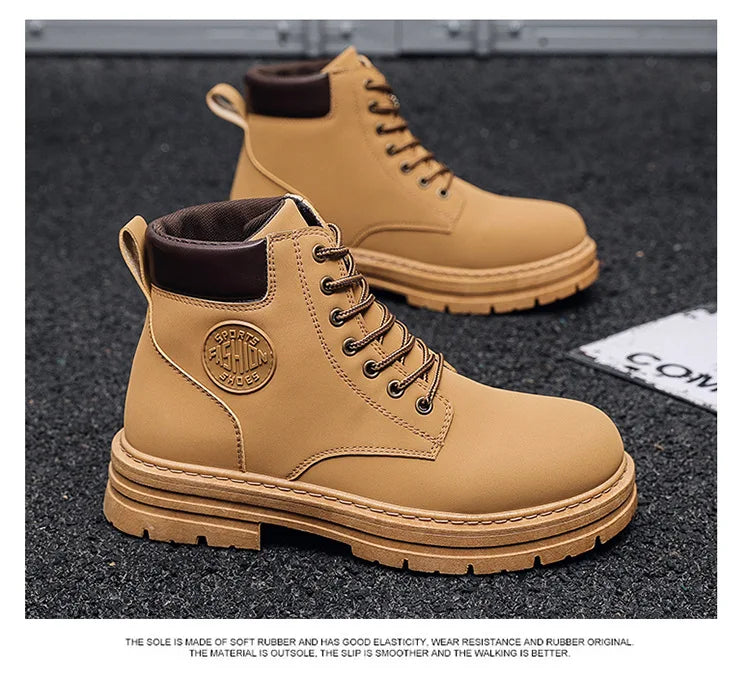 Men's High-Top Motorcycle Lace-Up Boots