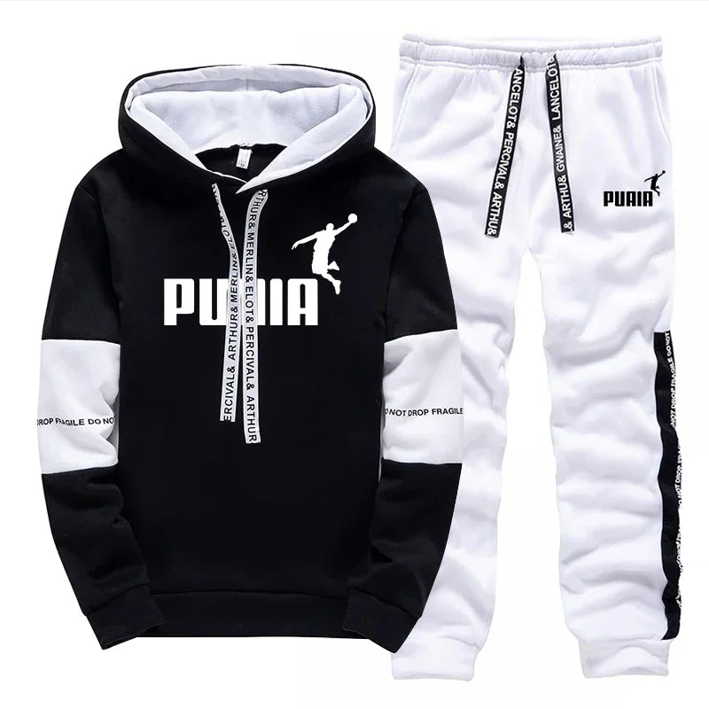 DOUSE Men's Printed Tracksuit Set – Casual Jogger Hoodie & Sweatpants