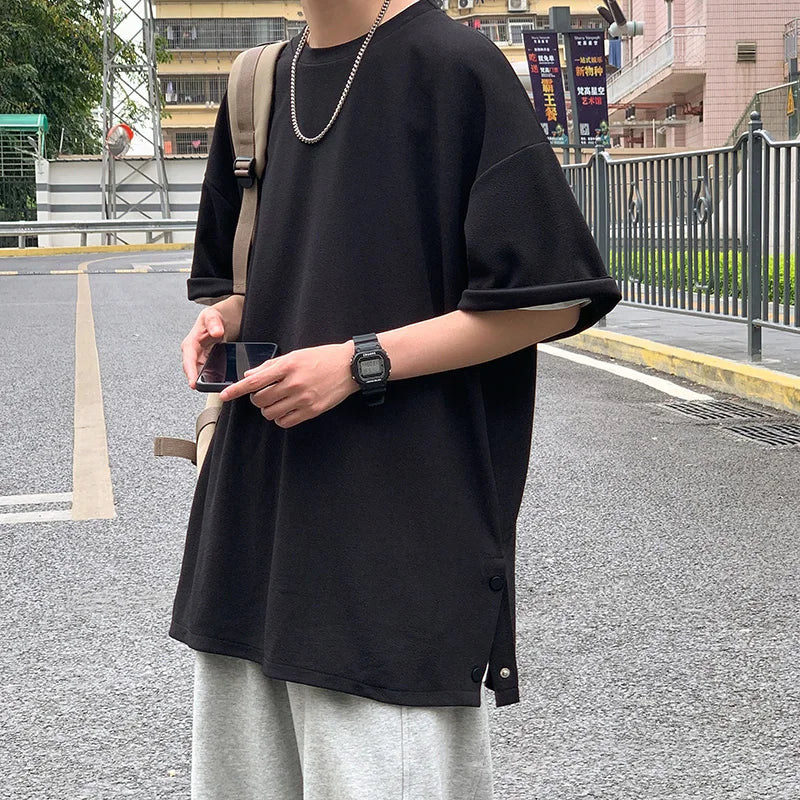 Men's Oversized Side-Slit Basic T-Shirt