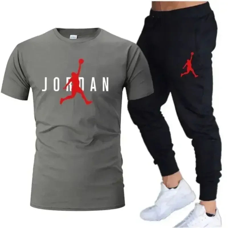 Men's Printed Leisure T-Shirt & Shorts Set