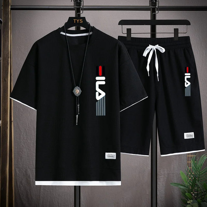 Men's Hooded T-Shirt & Shorts Casual Set
