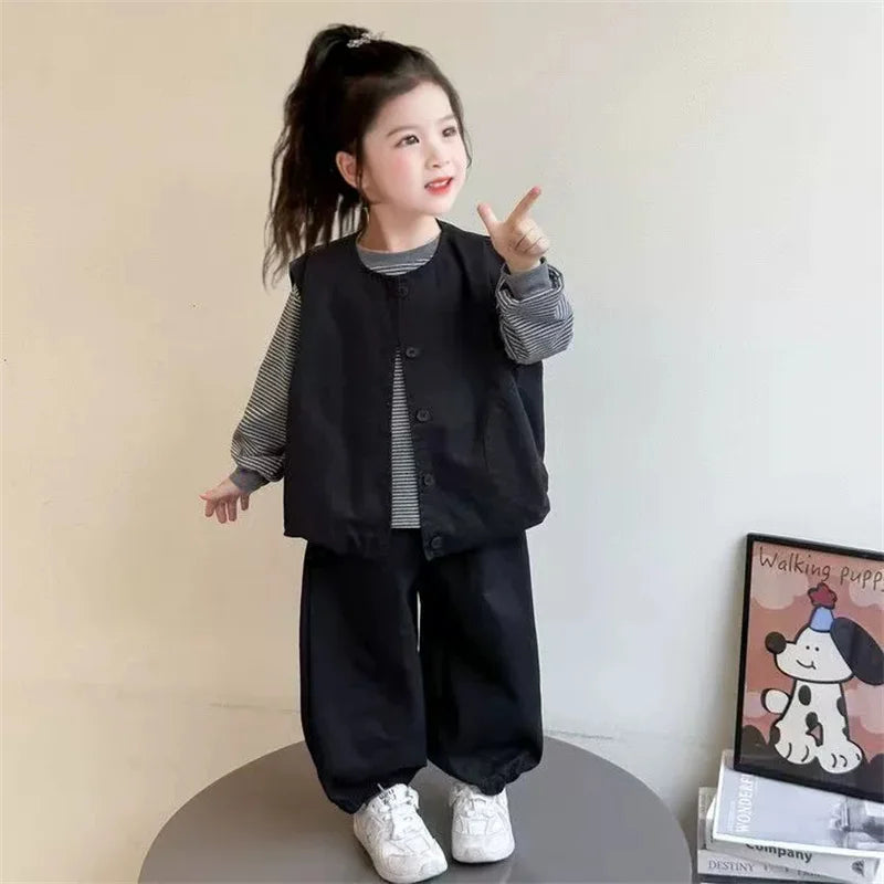 Kids' Striped Vest & Trousers 3-Piece Set