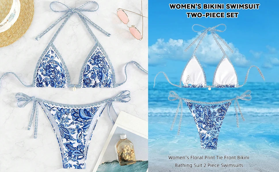 Women's Halter Triangle String Bikini