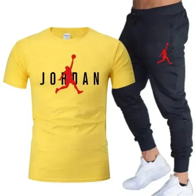 Men's Printed Leisure T-Shirt & Shorts Set
