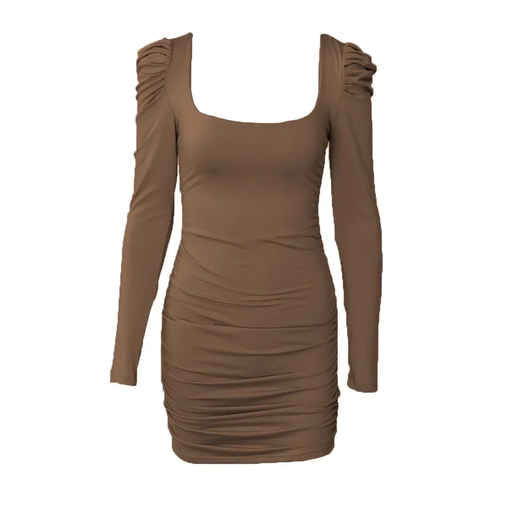 Women's Backless Velvet Stacked-Shoulder Mini Dress
