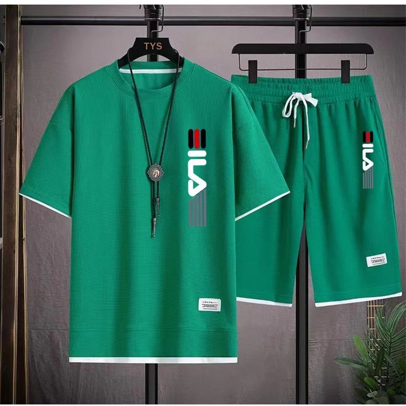Men's Hooded T-Shirt & Shorts Casual Set