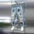Men's Embroidered Letter Washed Baggy Jeans