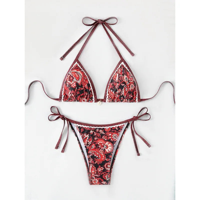Women's Halter Triangle String Bikini
