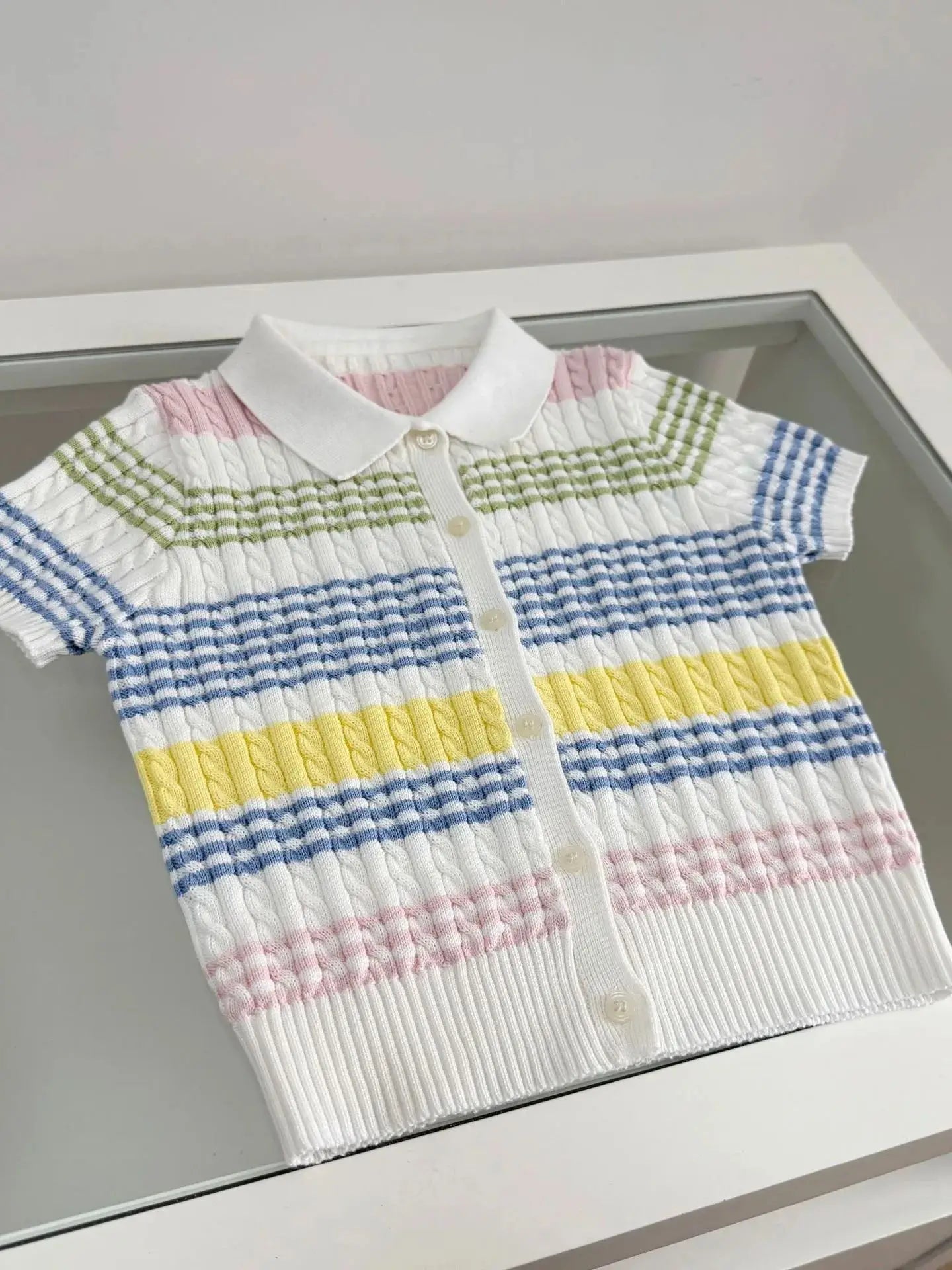 Girls' Colorful Knit Cardigan & Skirt Set