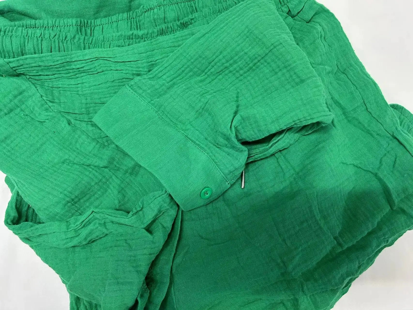 Women's Muslin Button Short Suit Set