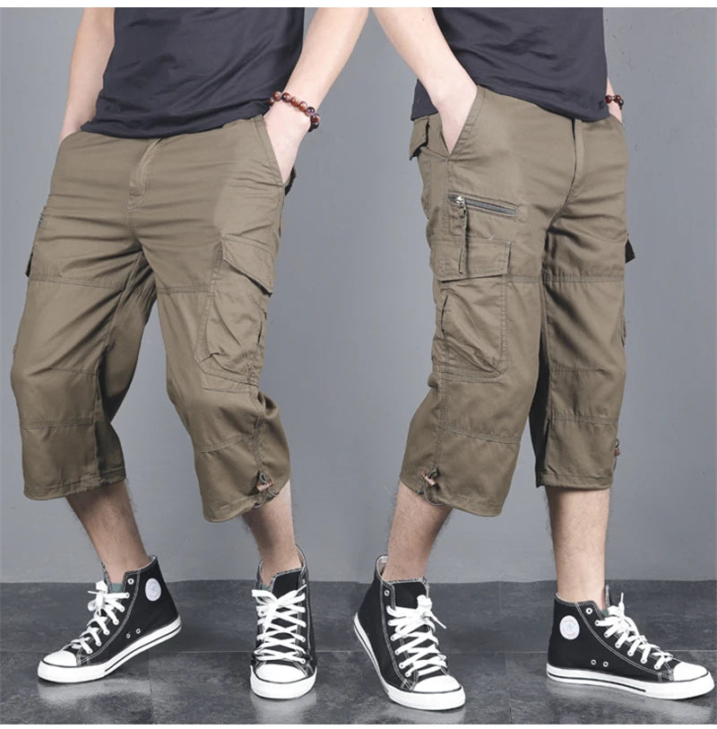 DOUSE Men's Multi-Pocket Cargo Shorts – Military Tactical Cotton Capri Pants