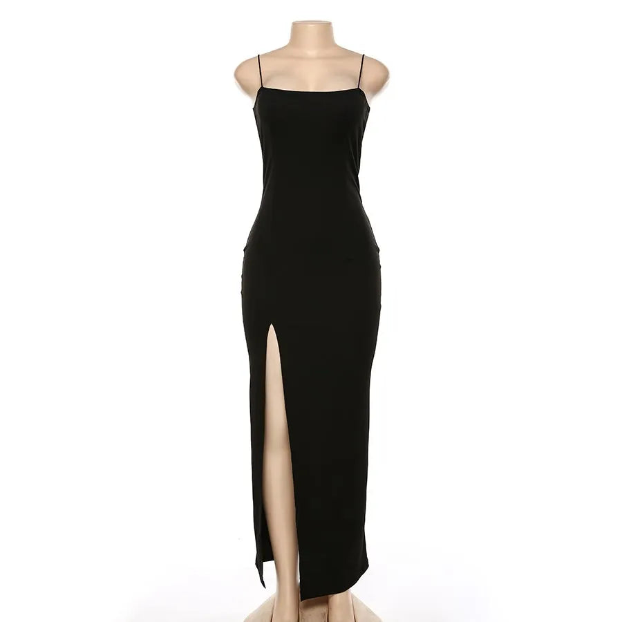 Women's Y2K Backless Split Maxi Dress