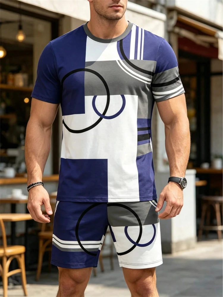 Men's Round-Neck T-Shirt & Athletic Shorts Set