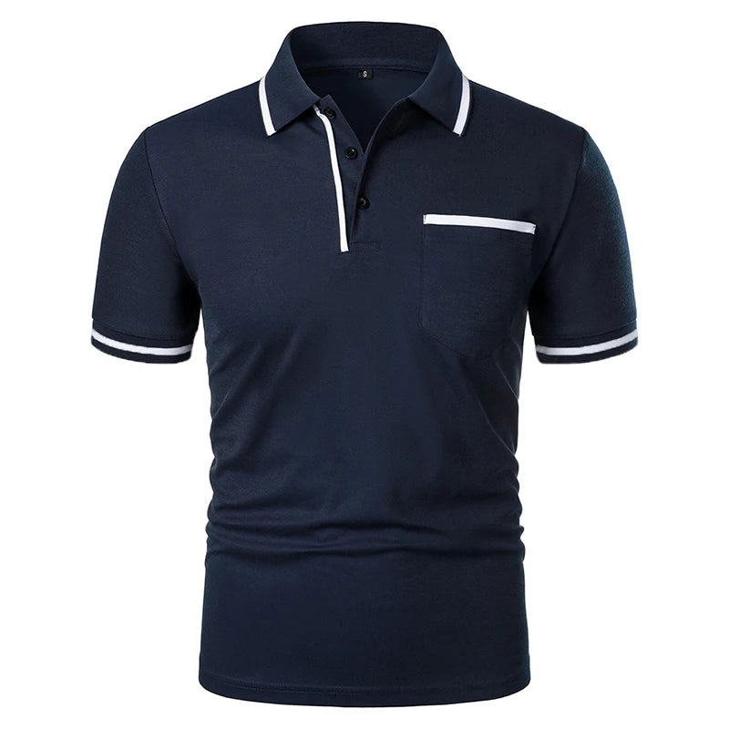 DOUSE Men's Splice Pocket Polo Shirt – Breathable Casual Summer Tee