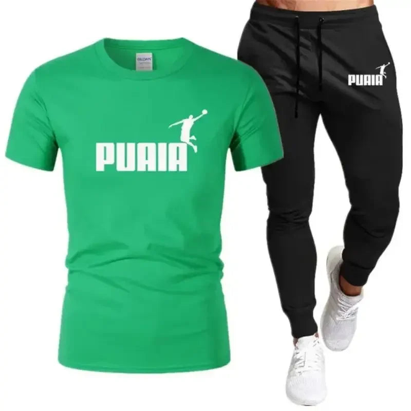 Men's Printed Leisure T-Shirt & Shorts Set