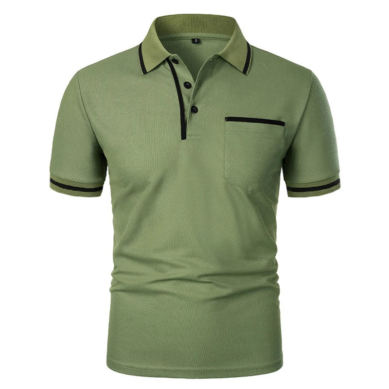 DOUSE Men's Splice Pocket Polo Shirt – Breathable Casual Summer Tee