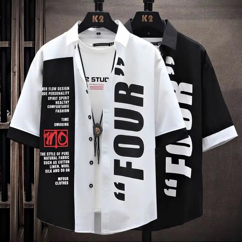 Men's Japanese Punk Street Print Shirt