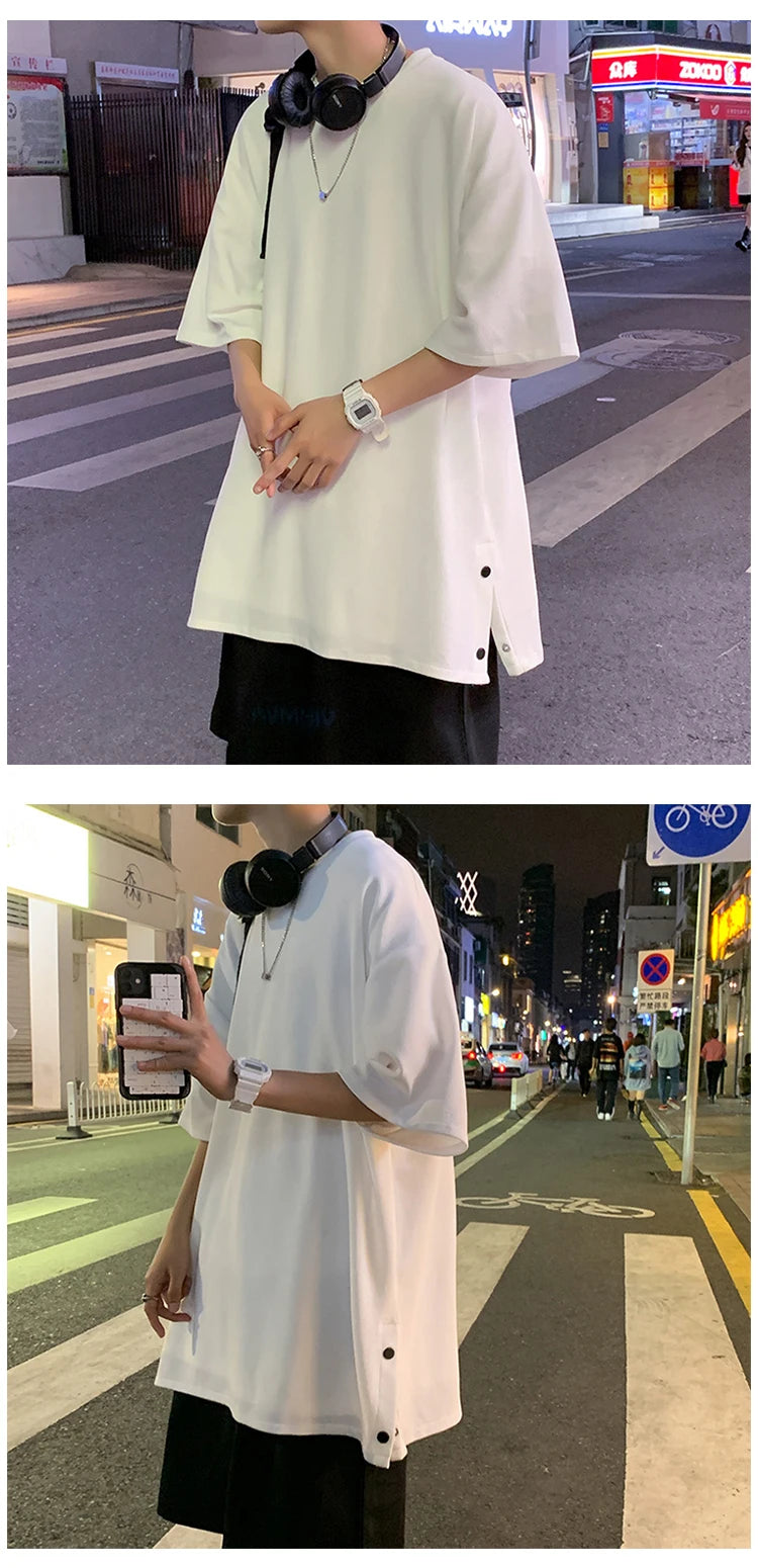 Men's Oversized Side-Slit Basic T-Shirt