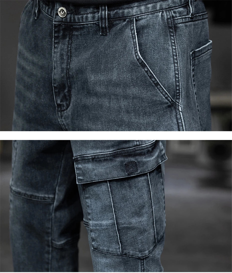 Men's Plus Size Cargo Baggy Denim Jeans