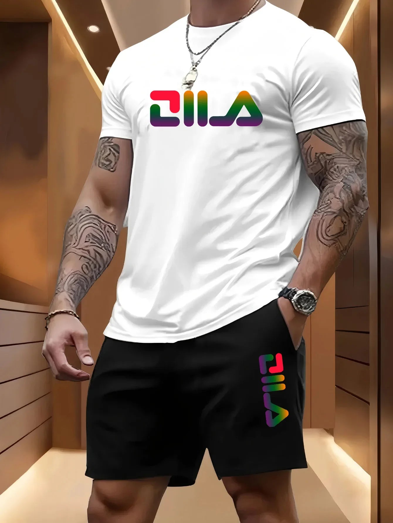 Men's Summer Beach T-Shirt & Shorts Set